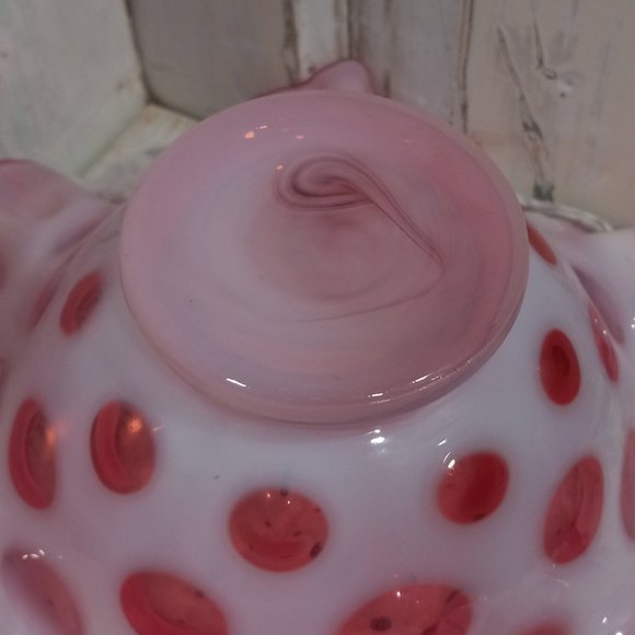 Fenton Coin Spot Cranberry Opalescent Dish - Picture 5 of 5